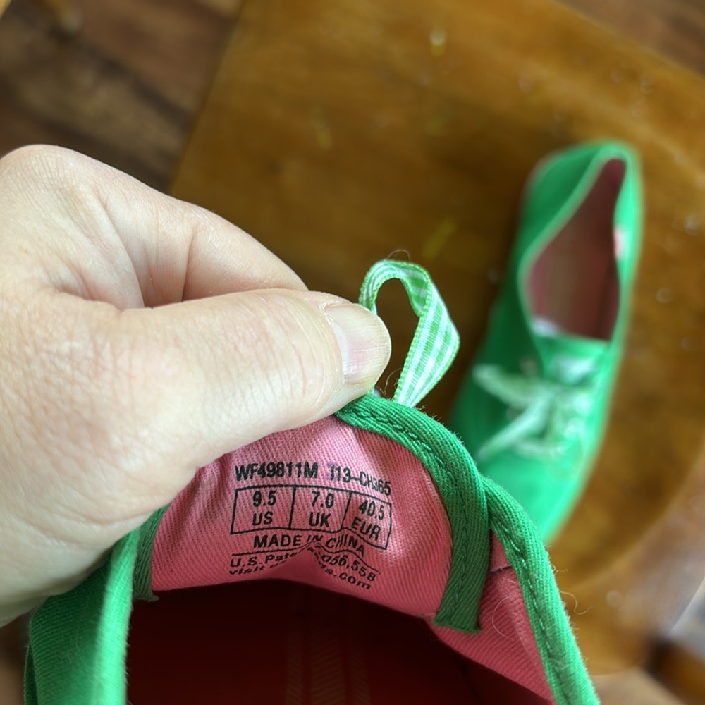 Keds women’s size 9.5 bright green & gingham laces champion oxford tennis shoes - Picture 4 of 11
